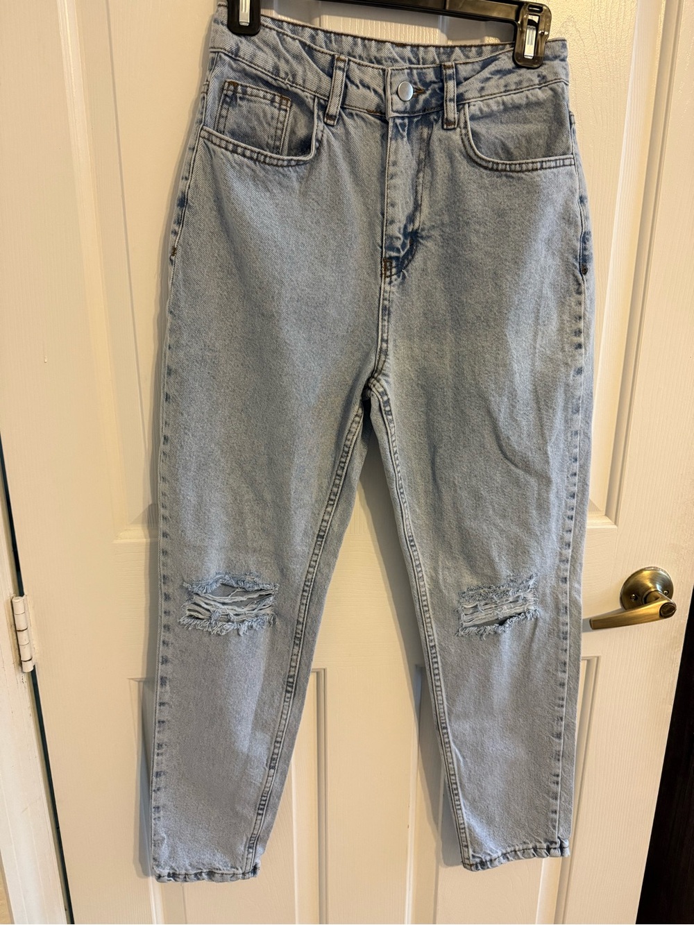 Light Blue Distressed Boyfriend Jeans - Relaxed Rise